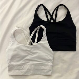 Two (2) lululemon Energy Longline Bras in Black and White Size US 2)